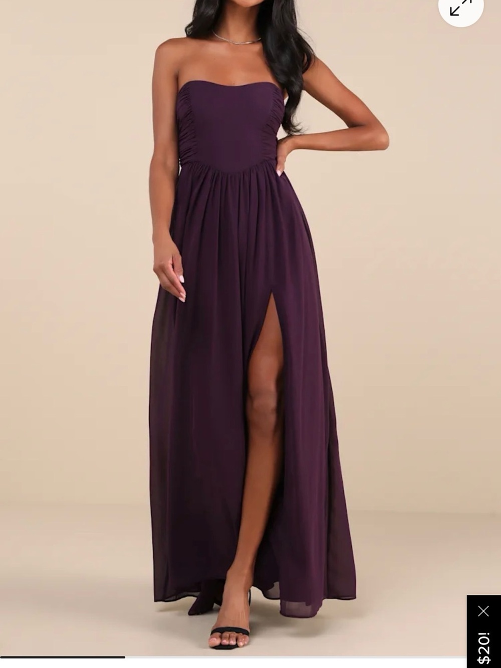 Lulu's Strapless Purple Maxi Dress with Slit